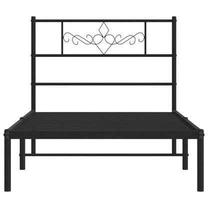 vidaXL Metal Bed Frame without Mattress with Headboard Black 90x200cm 5