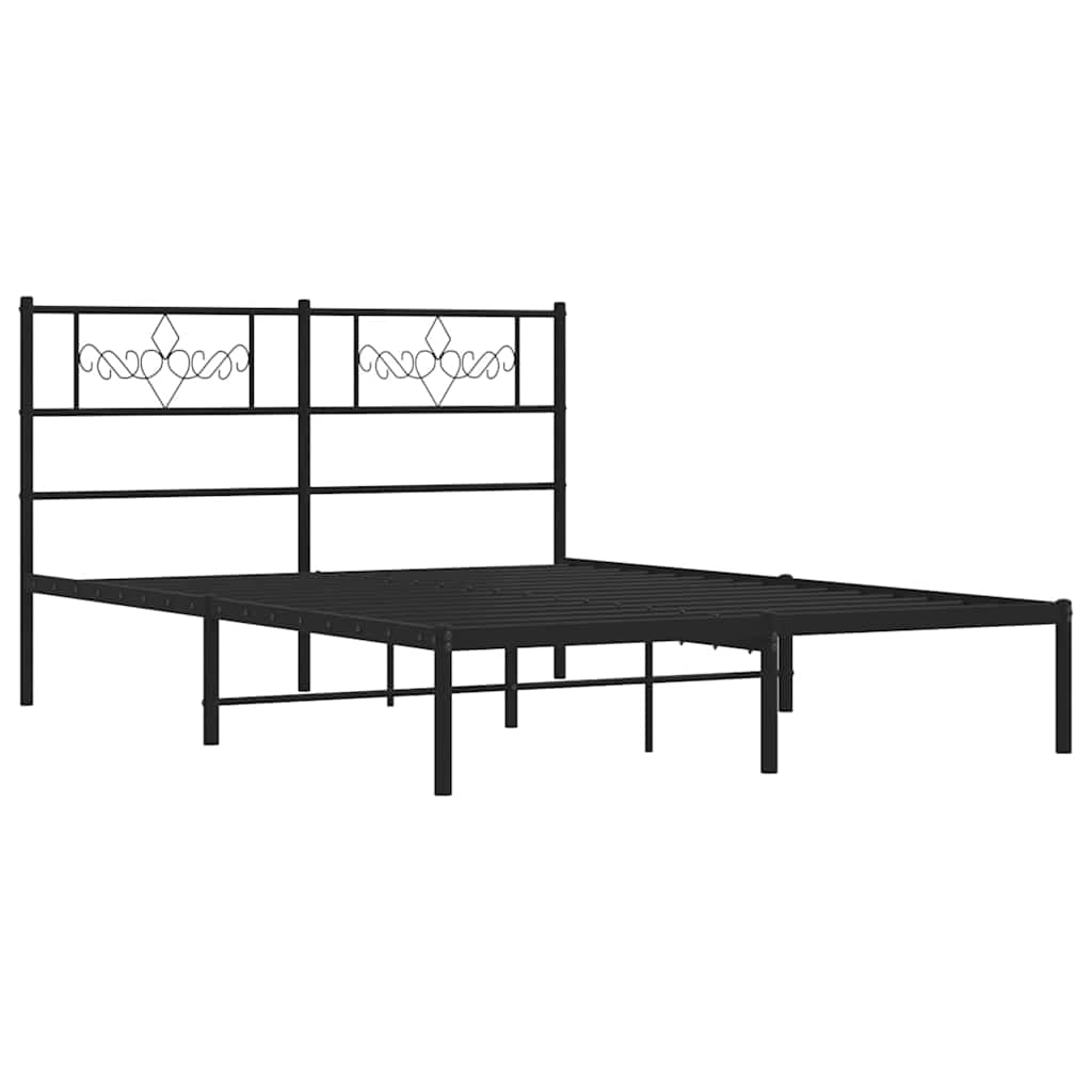 vidaXL Bed Frame | Black | Steel | Double | Bed Frame | Rectangular 3