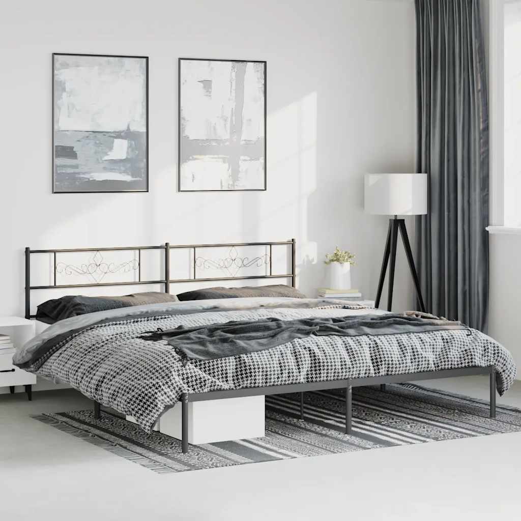vidaXL Bed Frame | Black | Powder-Coated Steel | Double | Bed Frame 1