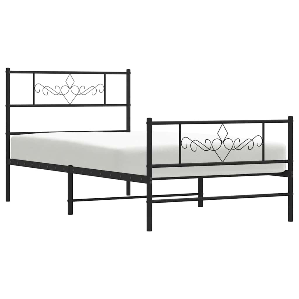 vidaXL Metal Bed Frame without Mattress with Footboard Black 80x200cm 4