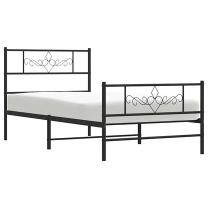 vidaXL Metal Bed Frame without Mattress with Footboard Black 80x200cm 4