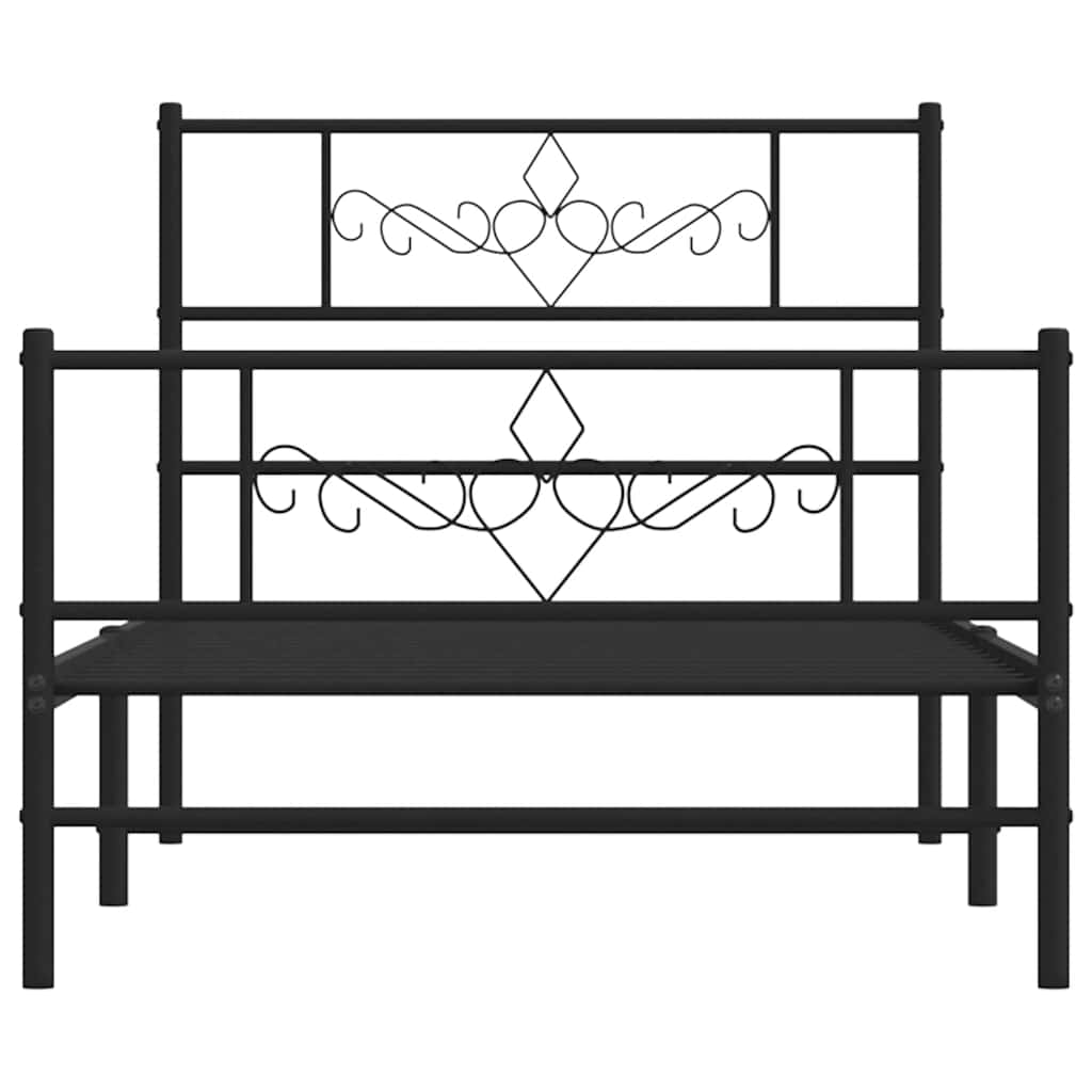 vidaXL Metal Bed Frame without Mattress with Footboard Black 80x200cm 5