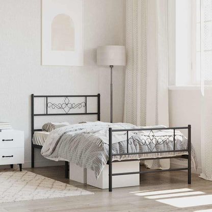 vidaXL Metal Bed Frame without Mattress with Footboard Black 80x200cm 1
