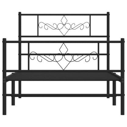 vidaXL Metal Bed Frame without Mattress with Footboard Black 90x190cm 5