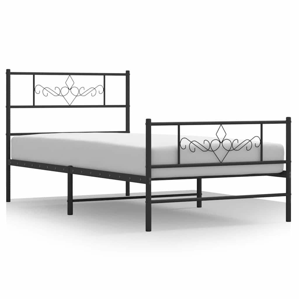 vidaXL Bed Frame | Black | Powder-Coated Steel | Single | Bed Frame 2