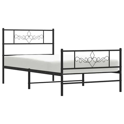vidaXL Metal Bed Frame without Mattress with Footboard Black 100x200cm 5