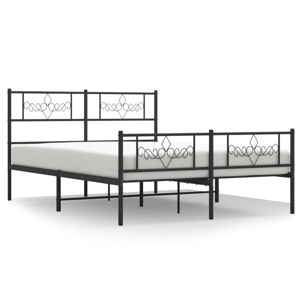 vidaXL Metal Bed Frame without Mattress with Footboard Black 120x190cm 2