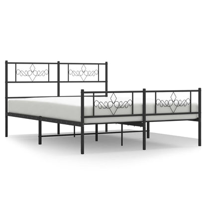 vidaXL Metal Bed Frame without Mattress with Footboard Black 120x190cm 2
