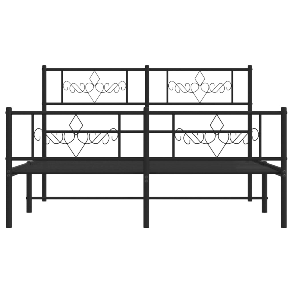 vidaXL Metal Bed Frame without Mattress with Footboard Black 120x190cm 5