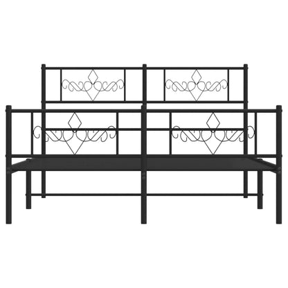 vidaXL Metal Bed Frame without Mattress with Footboard Black 120x190cm 5