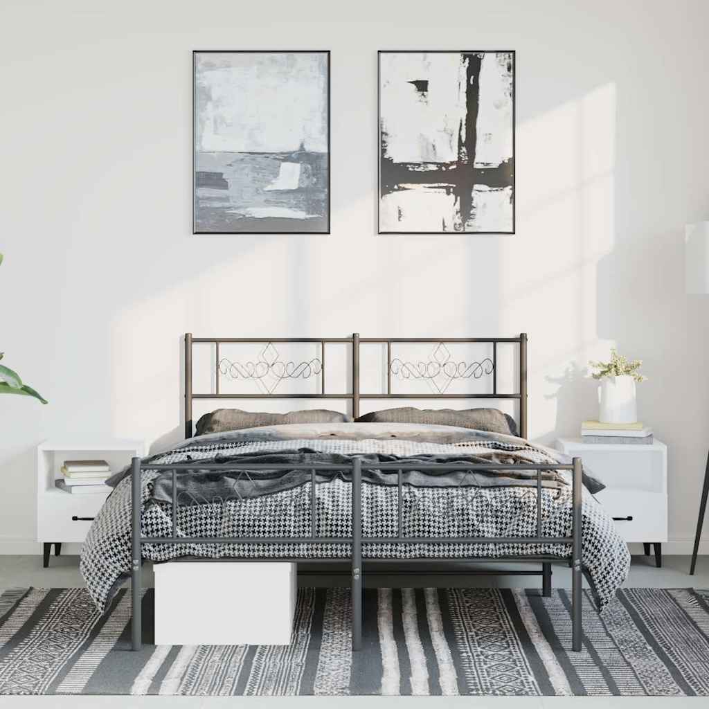vidaXL Bed Frame | Black | Powder-Coated Steel | Double | Bed Frame 4