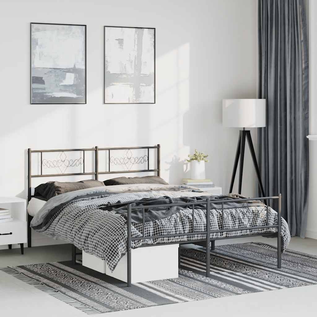 vidaXL Bed Frame | Black | Powder-Coated Steel | Double | Bed Frame 1