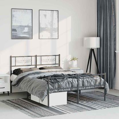 vidaXL Metal Bed Frame without Mattress with Footboard With headboard & footboard Black