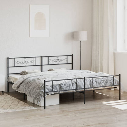 vidaXL Metal Bed Frame without Mattress with Footboard With headboard & footboard Black