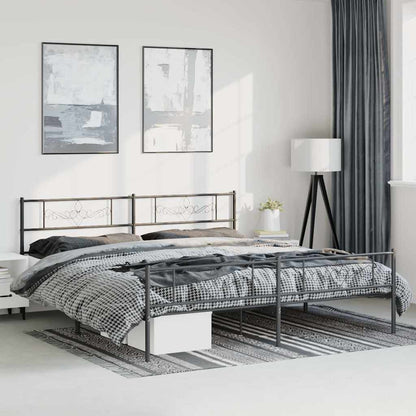 vidaXL Metal Bed Frame without Mattress with Footboard With headboard & footboard Black