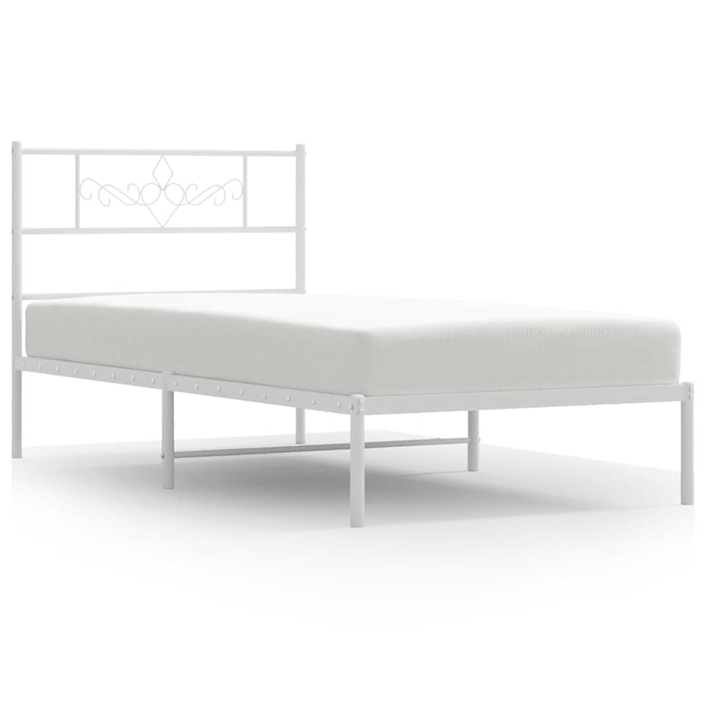 vidaXL Bed Frame | White | Powder-Coated Steel | Single | Metal Bed Frame 2