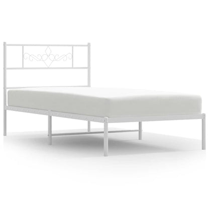 vidaXL Bed Frame | White | Powder-Coated Steel | Single | Metal Bed Frame 2