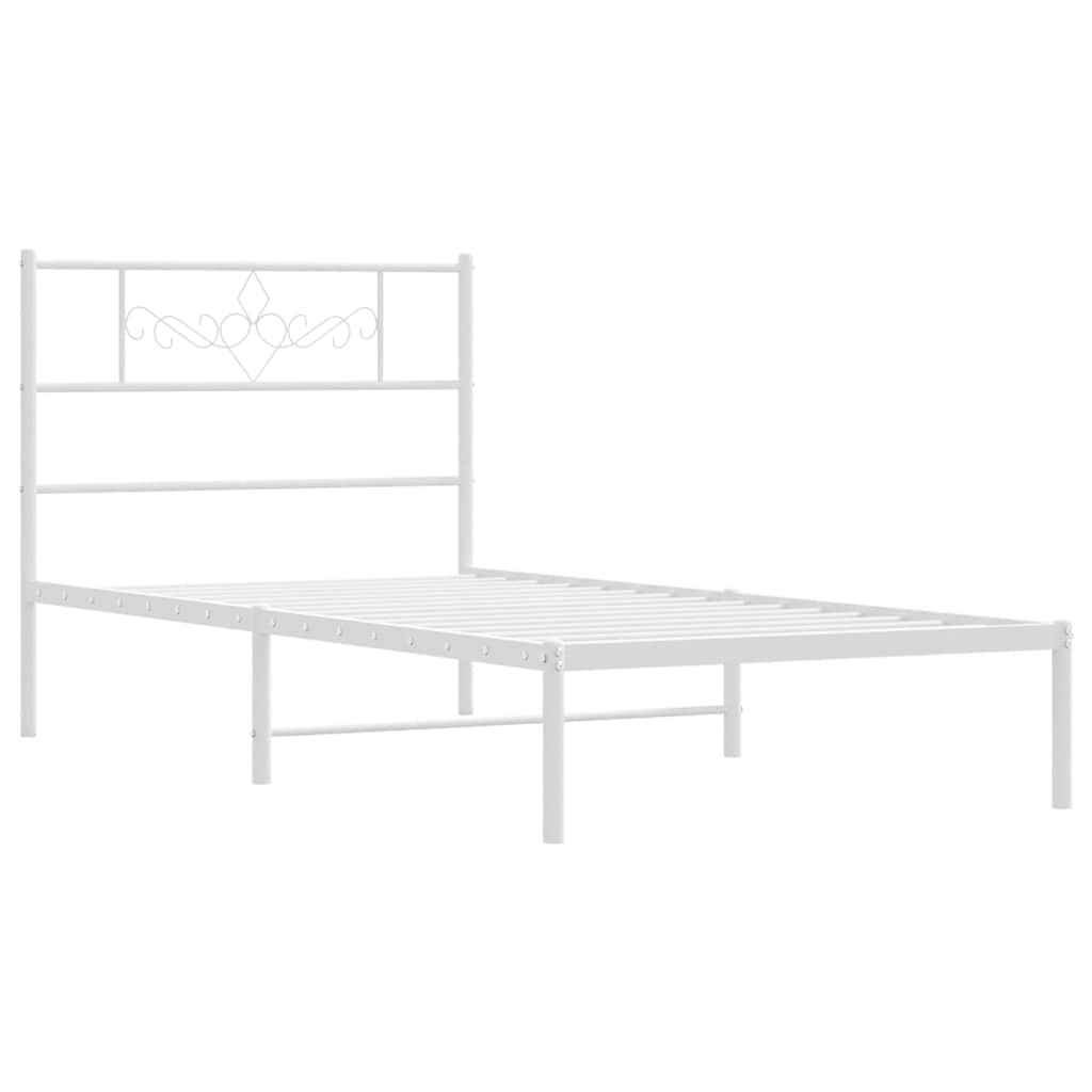 vidaXL Bed Frame | White | Powder-Coated Steel | Single | Metal Bed Frame 3