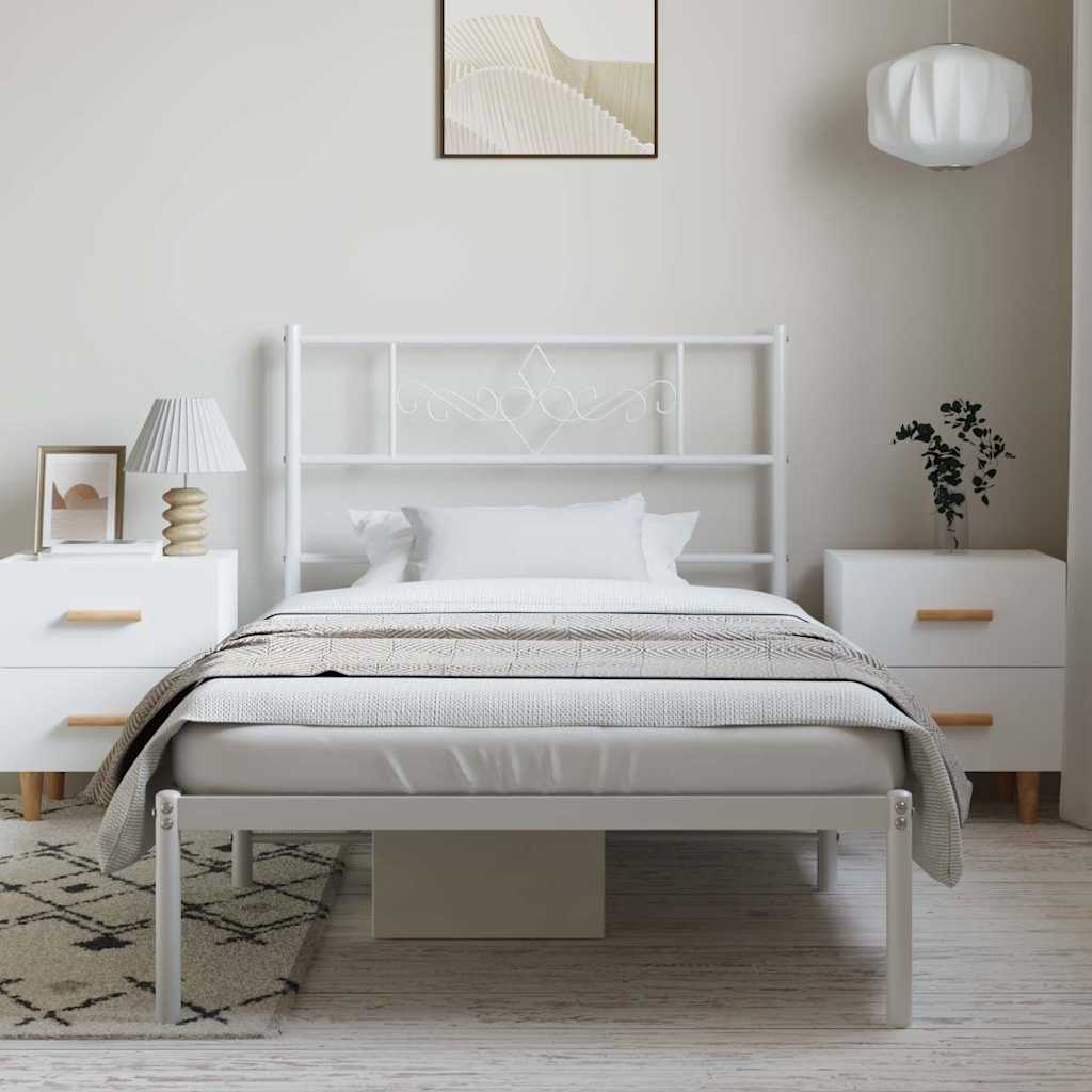 vidaXL Bed Frame | White | Powder-Coated Steel | Single | Metal Bed Frame 4
