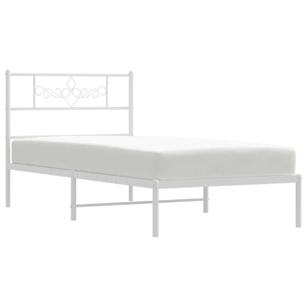 vidaXL Bed Frame | White | Powder-Coated Steel | Single | Metal Bed Frame 5