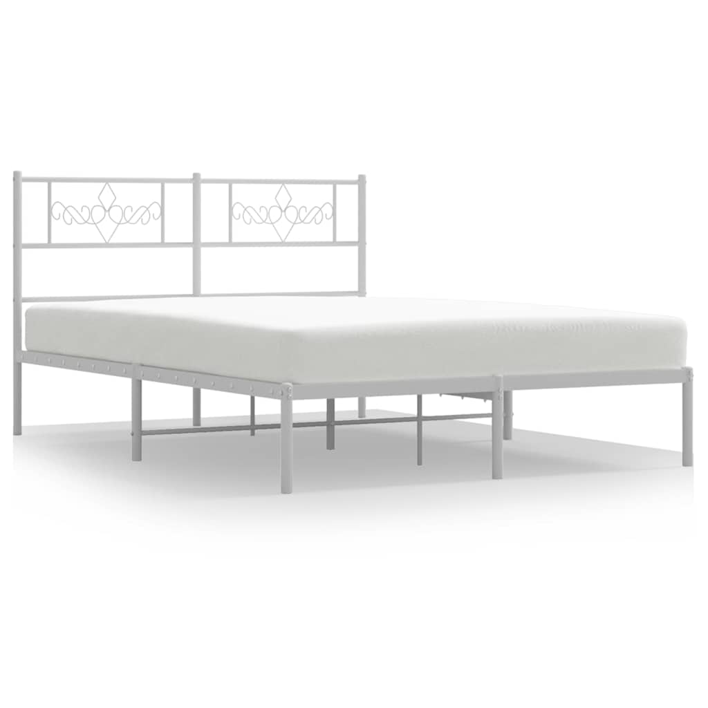 vidaXL Bed Frame | White | Powder-Coated Steel | Double | Bed Frame 2