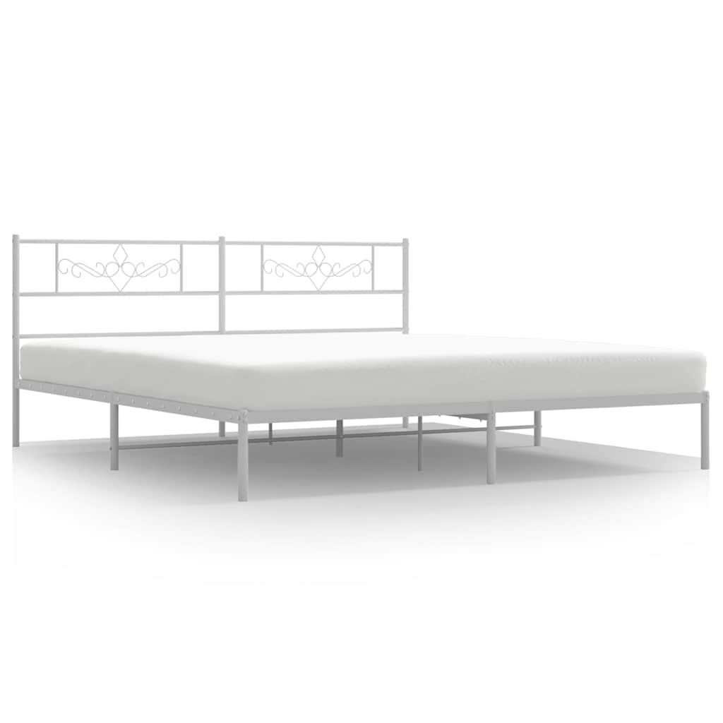 vidaXL Bed Frame | White | Powder-Coated Steel | Double | Bed Frame 2