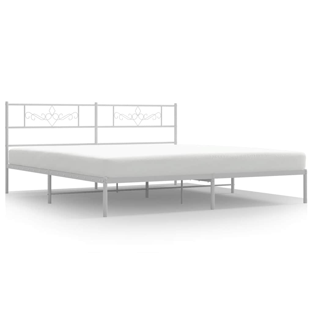vidaXL Bed Frame | White | Powder-Coated Steel | 193x203cm | Modern | Bed Frame 2