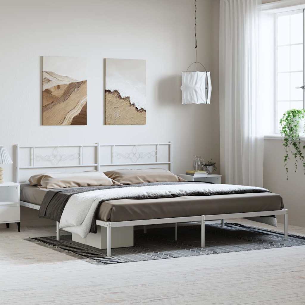vidaXL Bed Frame | White | Powder-Coated Steel | 193x203cm | Modern | Bed Frame 1