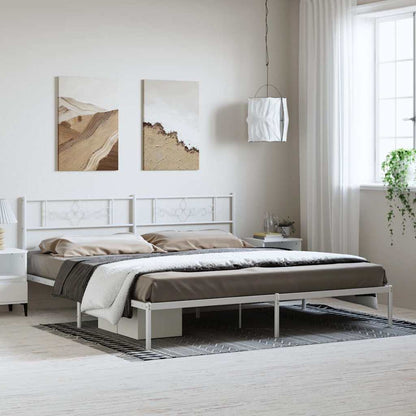 vidaXL Bed Frame | White | Powder-Coated Steel | 193x203cm | Modern | Bed Frame 1