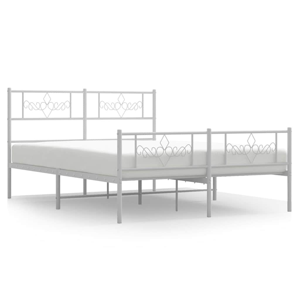 vidaXL Bed Frame | White | Powder-coated steel | Double size | Bed Frame 2