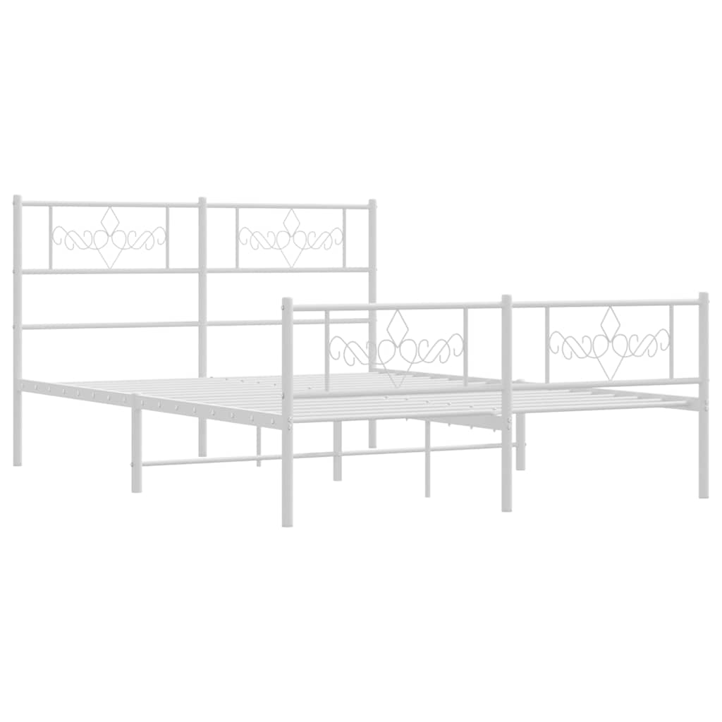 vidaXL Bed Frame | White | Powder-coated steel | Double size | Bed Frame 3