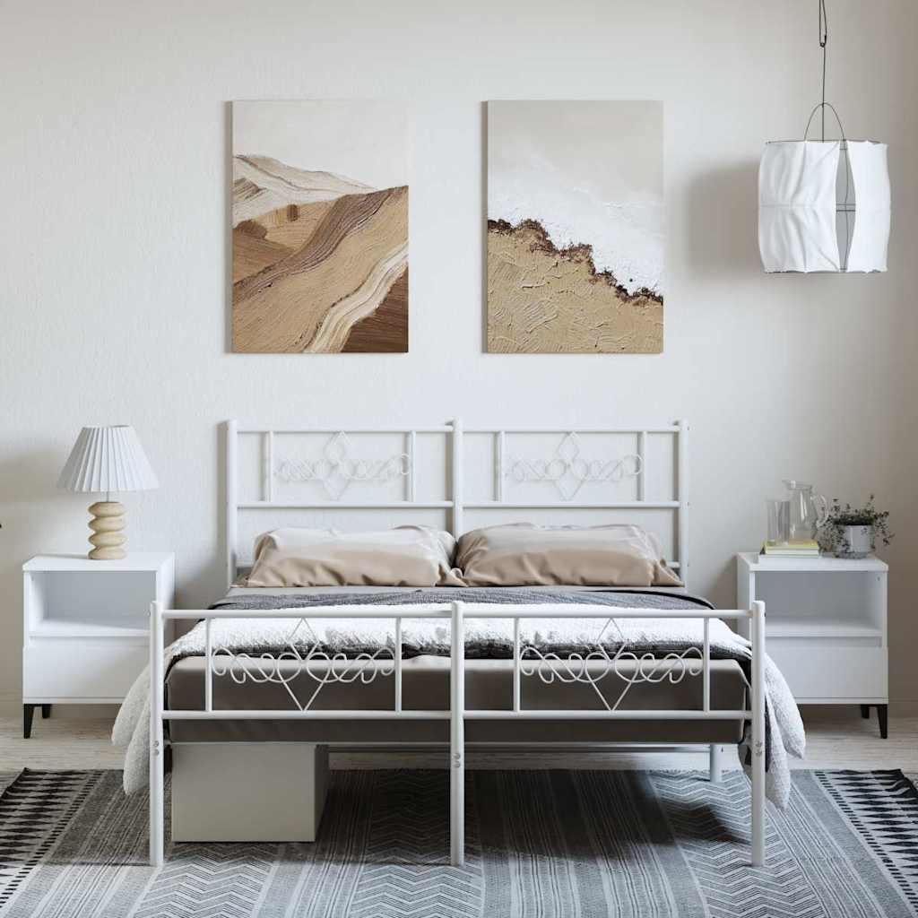 vidaXL Bed Frame | White | Powder-coated steel | Double size | Bed Frame 4