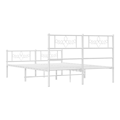 Metal Bed Frame without Mattress with Footboard with Headboard & Footboard White 135 cm 190 cm