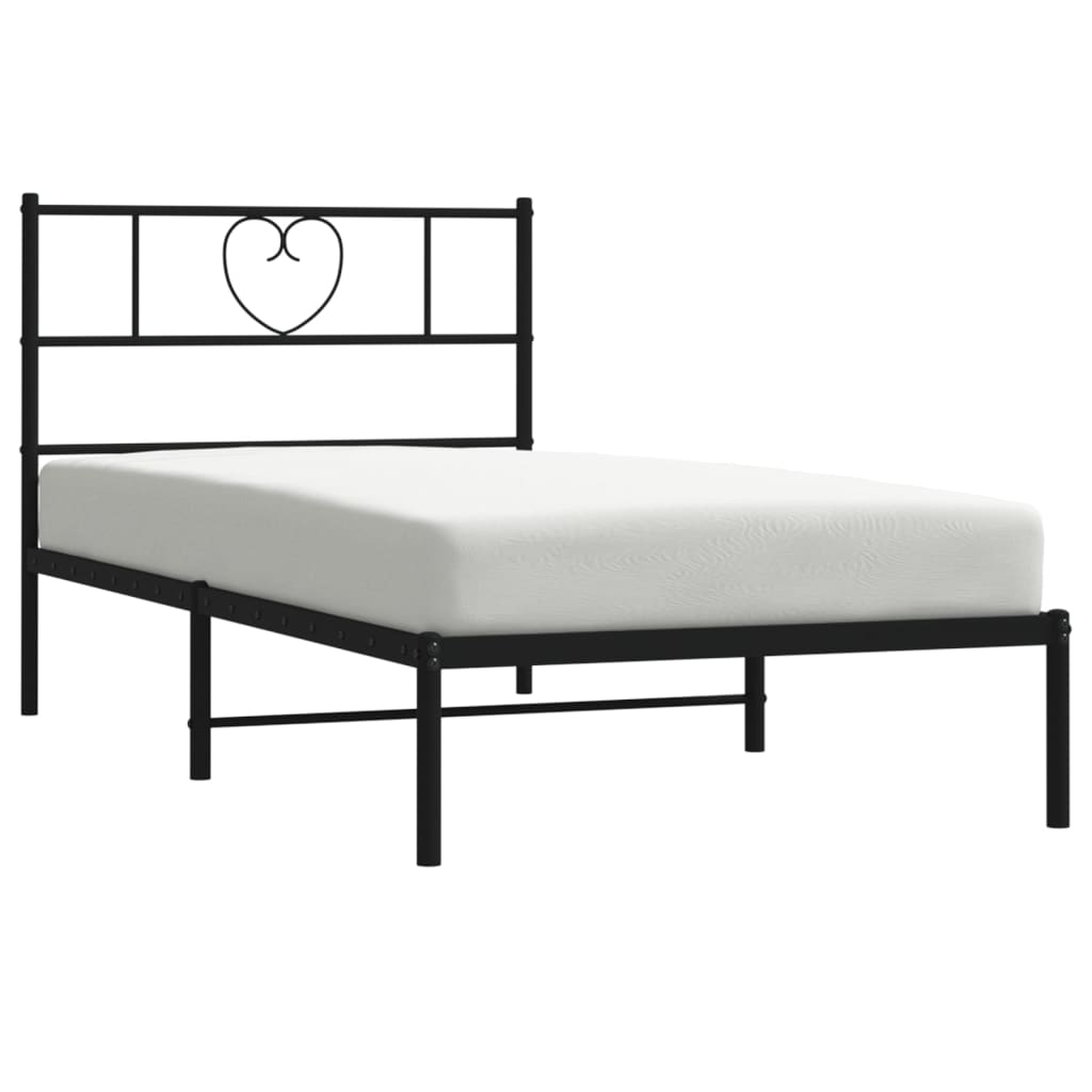vidaXL Metal Bed Frame without Mattress with Headboard Black 75x190cm 3
