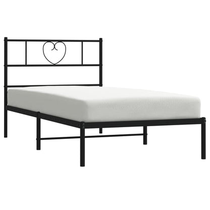 vidaXL Metal Bed Frame without Mattress with Headboard Black 75x190cm 3