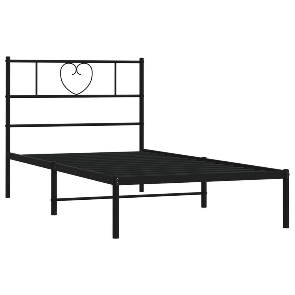 vidaXL Metal Bed Frame without Mattress with Headboard Black 75x190cm 4