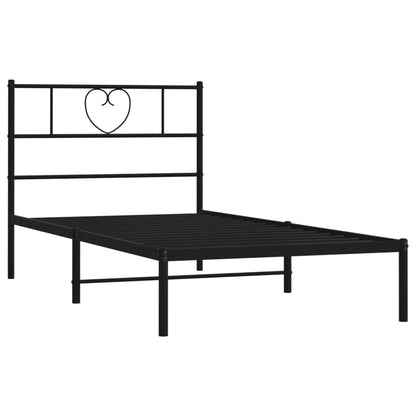 vidaXL Metal Bed Frame without Mattress with Headboard Black 75x190cm 4