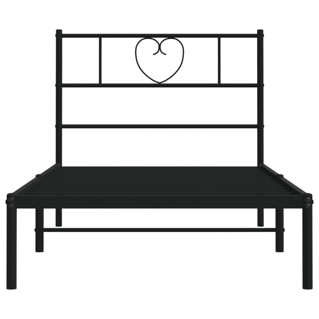 vidaXL Metal Bed Frame without Mattress with Headboard Black 75x190cm 5