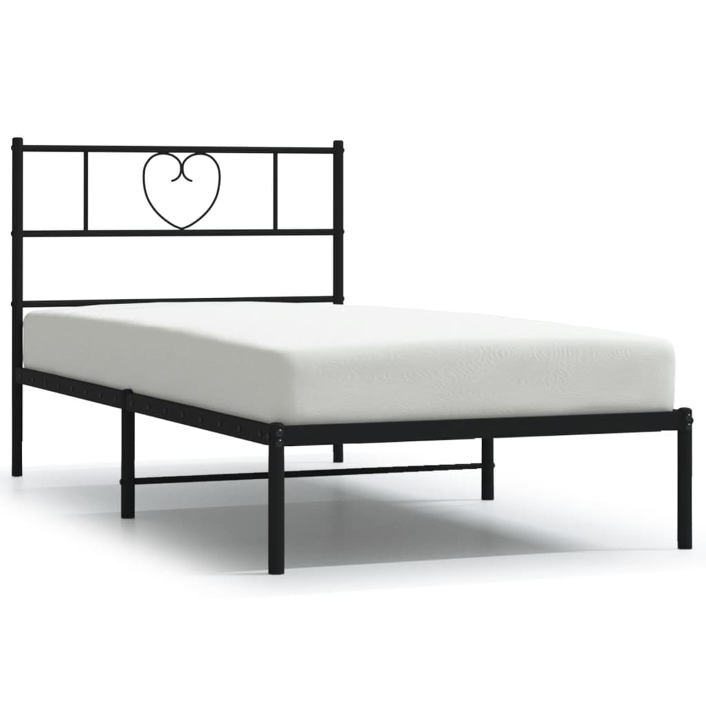 vidaXL Metal Bed Frame without Mattress with Headboard Black 80x200cm 2
