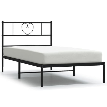 vidaXL Metal Bed Frame without Mattress with Headboard Black 80x200cm 2