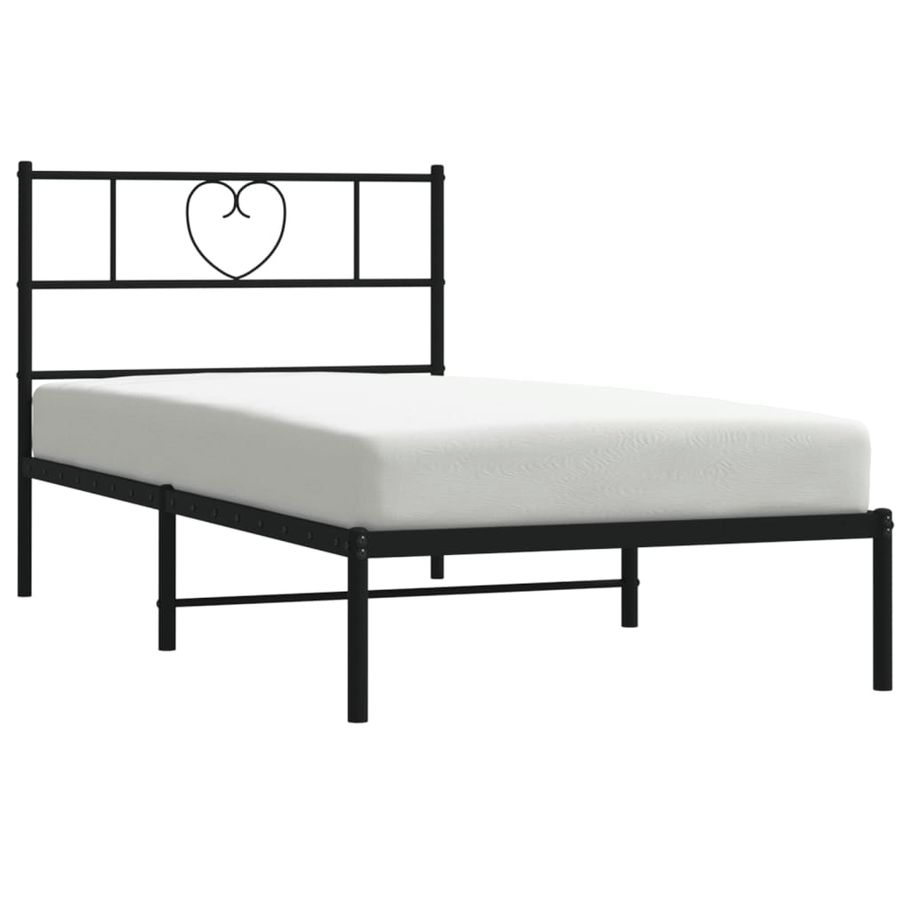 vidaXL Metal Bed Frame without Mattress with Headboard Black 80x200cm 3