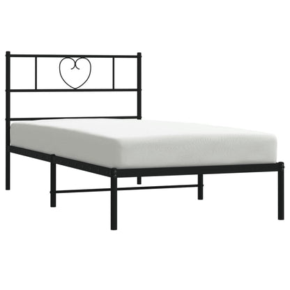 vidaXL Metal Bed Frame without Mattress with Headboard Black 80x200cm 3