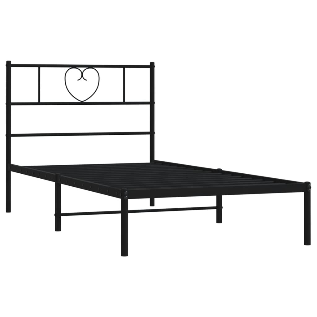 vidaXL Metal Bed Frame without Mattress with Headboard Black 80x200cm 4