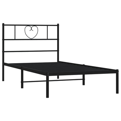 vidaXL Metal Bed Frame without Mattress with Headboard Black 80x200cm 4