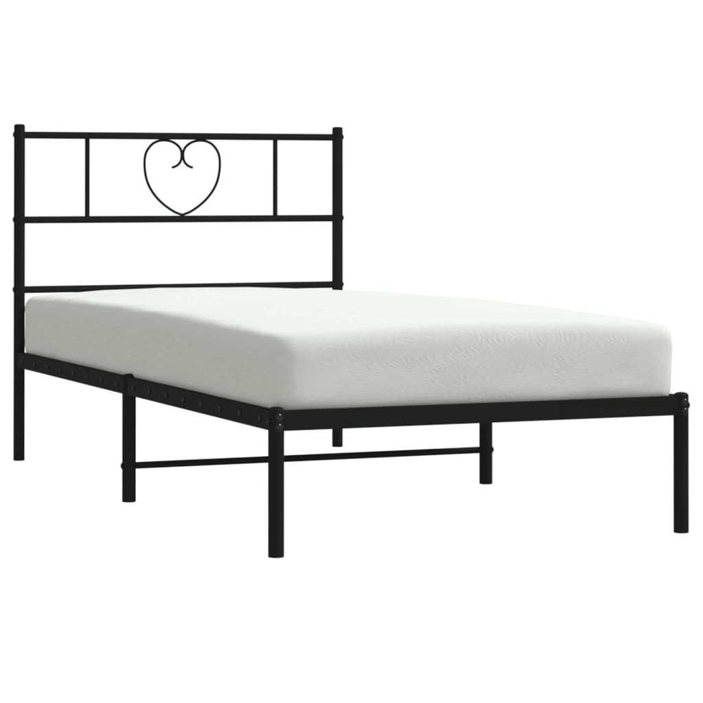 vidaXL Metal Bed Frame without Mattress with Headboard Black 90x190cm 3