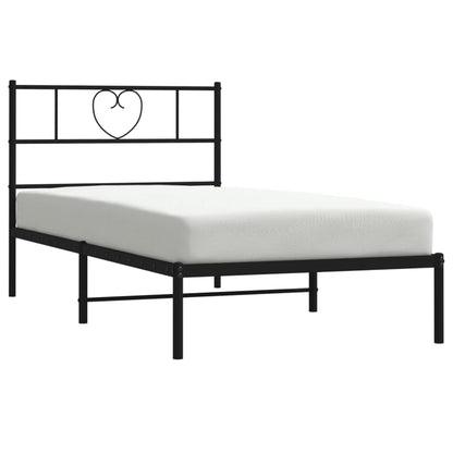 vidaXL Metal Bed Frame without Mattress with Headboard Black 90x190cm 3