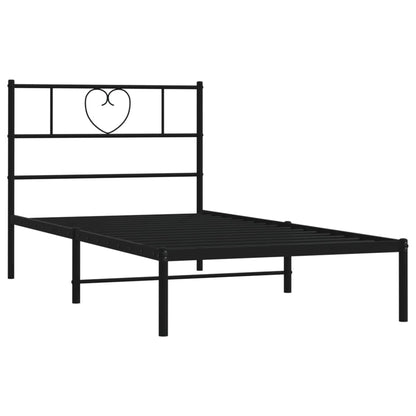 vidaXL Metal Bed Frame without Mattress with Headboard Black 90x190cm 4