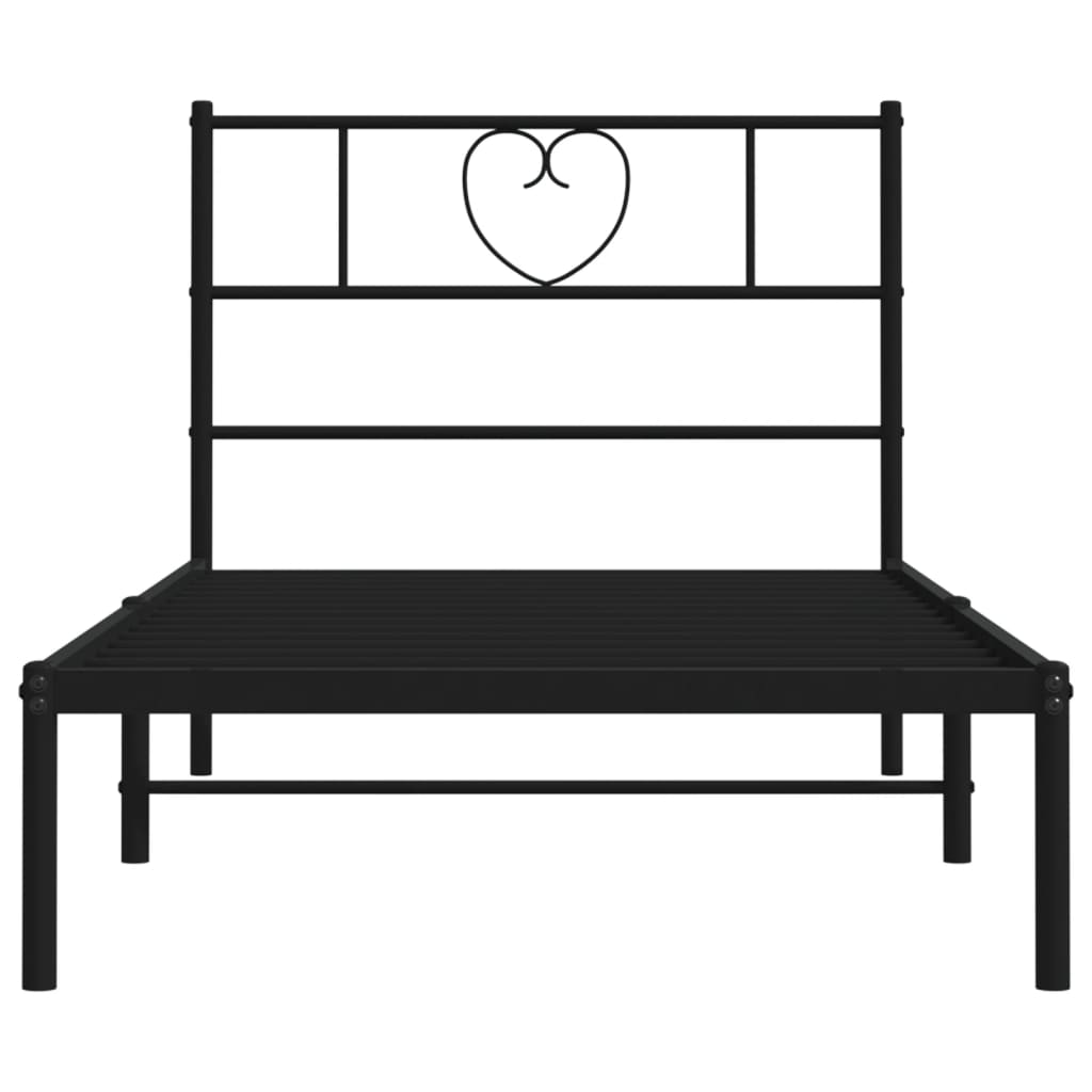 vidaXL Metal Bed Frame without Mattress with Headboard Black 90x190cm 5