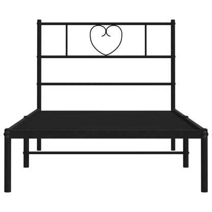 vidaXL Metal Bed Frame without Mattress with Headboard Black 90x190cm 5
