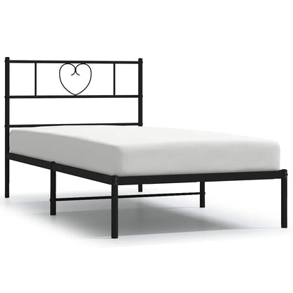vidaXL Metal Bed Frame without Mattress with Headboard Black 100x190cm 2